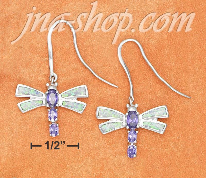 Sterling Silver 1" WIDE DRAGONFLY W/SYN BLUE OPAL WINGS & SYN TA - Click Image to Close