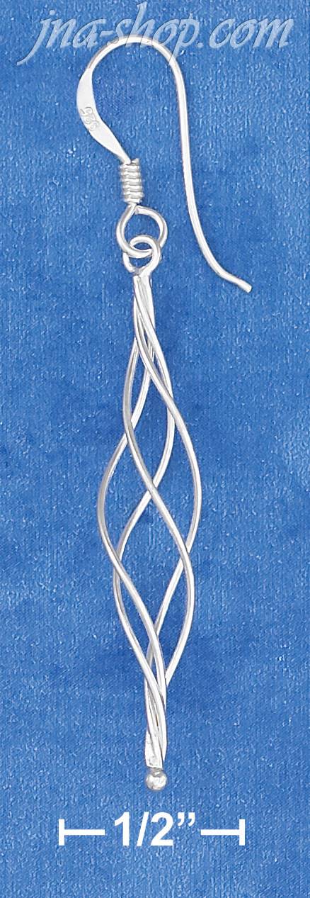 Sterling Silver ELONGATED 4 STRAND WIRE TWIST FRENCH WIRE EARRIN - Click Image to Close