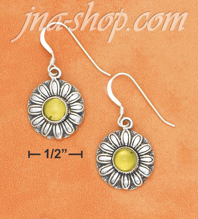 Sterling Silver 14MM ANTIQUED DAISY W/5MM ROUND PERIDOT CENTER F - Click Image to Close