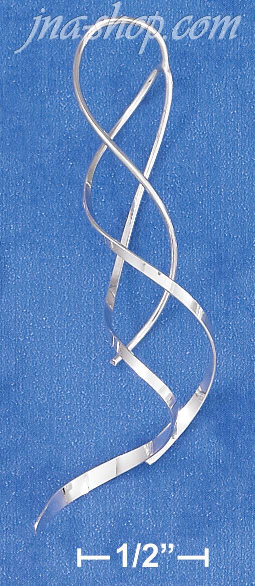 Sterling Silver 2" DOUBLE STREAMER FANCY FRENCH WIRE WRAP EARRIN - Click Image to Close