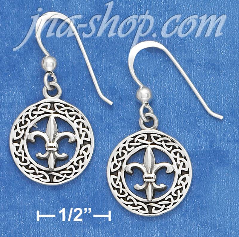 Sterling Silver 5/8" ROUND CELTIC WREATH EARRINGS W/ INSCRIBED F - Click Image to Close