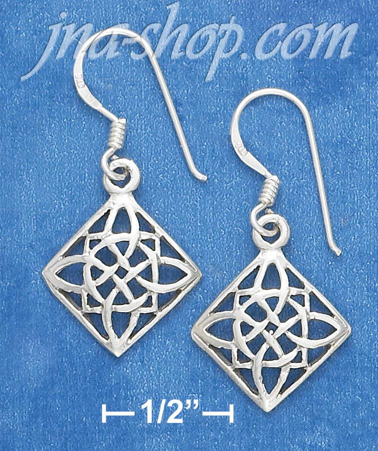Sterling Silver ANTIQUED 1/2" SQUARE CELTIC SCROLLED DESIGN EARR - Click Image to Close