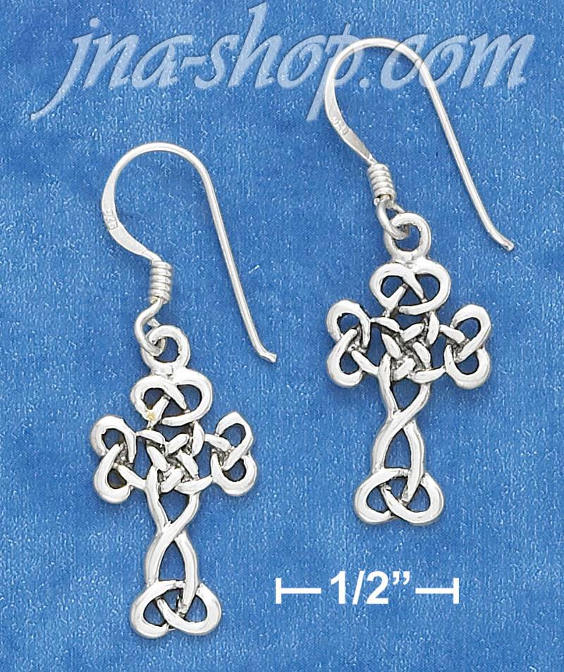 Sterling Silver ANTIQUED 7/8" SCROLLED CELTIC DESIGN CROSS EARRI - Click Image to Close