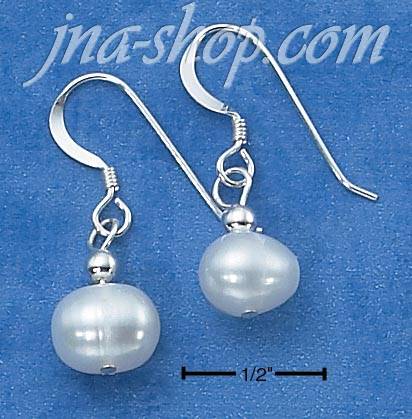 Sterling Silver WHITE FRESH WATER PEARL DROP EARRINGS - Click Image to Close