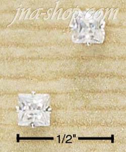 Sterling Silver 4MM SQUARE CZ POST EARRINGS - Click Image to Close
