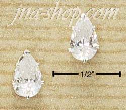 Sterling Silver 8MM TEARDROP CZ POST EARRINGS - Click Image to Close