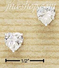 Sterling Silver 6MM HEART CZ POST EARRINGS - Click Image to Close