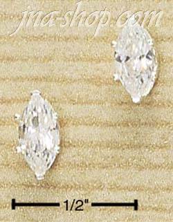 Sterling Silver 8MM MARQUISE CZ POST EARRINGS - Click Image to Close