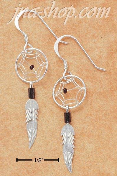 Sterling Silver TINY BLACK DREAMCATCHER EARRINGS - Click Image to Close