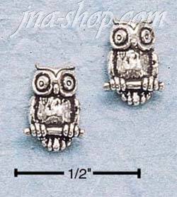 Sterling Silver OWL POST EARRINGS - Click Image to Close