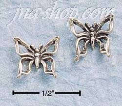 Sterling Silver OPEN BUTTERFLY POST EARRINGS - Click Image to Close