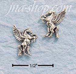 Sterling Silver ANTIQUED PEGASUS POST EARRINGS - Click Image to Close