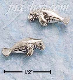Sterling Silver MINI MANATEE POST EARRINGS - Click Image to Close