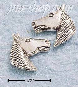 Sterling Silver LARGE HORSEHEAD POST EARRINGS - Click Image to Close