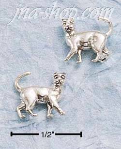 Sterling Silver PRANCING CAT POST EARRINGS - Click Image to Close