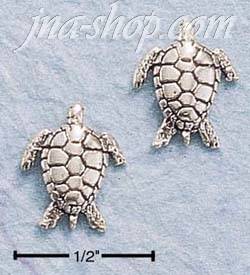 Sterling Silver LARGE TURTLE POST EARRINGS - Click Image to Close