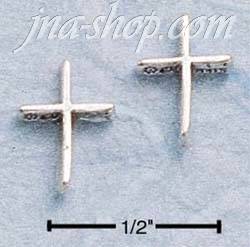 Sterling Silver FLAT CROSS POST EARRINGS - Click Image to Close