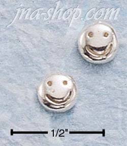Sterling Silver SOLID SMILEY FACE EARRINGS - Click Image to Close
