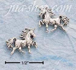 Sterling Silver TROTTING UNICORN POST EARRINGS - Click Image to Close