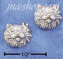 Sterling Silver CAT FACE POST EARRINGS - Click Image to Close