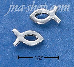Sterling Silver LIFE FISH POST EARRINGS - Click Image to Close