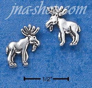 Sterling Silver MOOSE MINI-POST EARRINGS - Click Image to Close