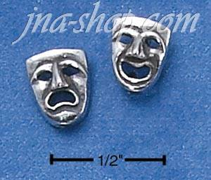 Sterling Silver ONE SIDE COMEDY & ONE SIDE TRAGEDY ANTIQUED POST - Click Image to Close