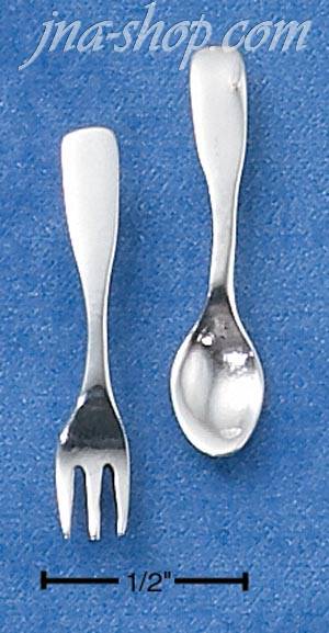 Sterling Silver SPOON & FORK POST EARRINGS - Click Image to Close