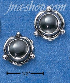 Sterling Silver FLOWER CONCHO HEMATITE POST EARRINGS - Click Image to Close