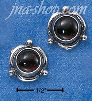 Sterling Silver FLOWER CONCHO GARNET POST EARRINGS - Click Image to Close