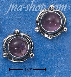 Sterling Silver FLOWER CONCHO AMETHYST POST EARRINGS - Click Image to Close