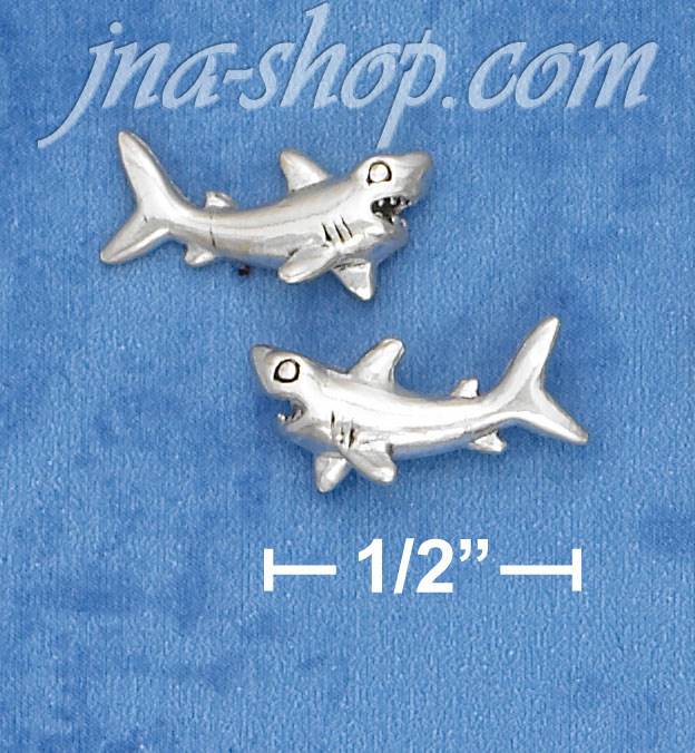 Sterling Silver SHARK POST EARRINGS - Click Image to Close