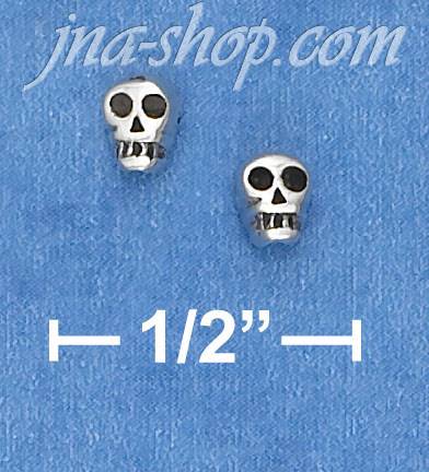 Sterling Silver MINI SKULL POST EARRINGS - Click Image to Close