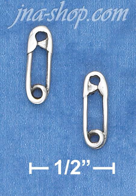 Sterling Silver SAFETY PIN POST EARRINGS - Click Image to Close
