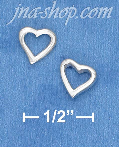 Sterling Silver HEART OUTLINE POST EARRINGS - Click Image to Close