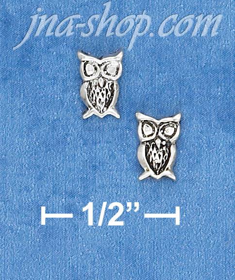 Sterling Silver OWL POST EARRINGS - Click Image to Close