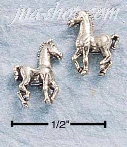 Sterling Silver PRANCING HORSE POST EARRINGS - Click Image to Close