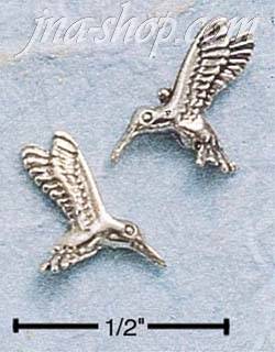 Sterling Silver Hummingbird Earrings On Stainless Steel Posts And Nuts - Click Image to Close