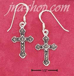 Sterling Silver MARCASITE SMALL CROSS ON FRENCH WIRE EARRINGS - Click Image to Close