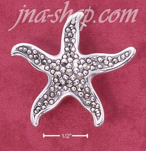 Sterling Silver MARCASITE STARFISH PIN (APPROX 1 1/4") - Click Image to Close