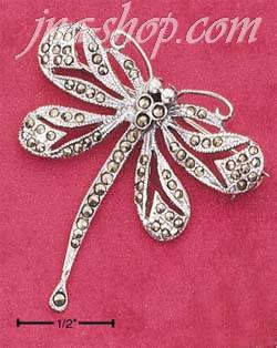 Sterling Silver MARCASITE DRAGONFLY PIN - Click Image to Close