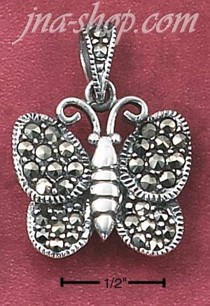 Sterling Silver MARCASITE BUTTERFLY PENDANT W/ MARCASITE BAIL - Click Image to Close