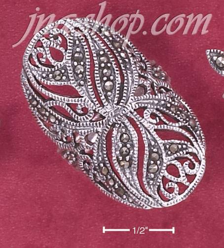 Sterling Silver LARGE FLORAL FILIGREE MARCASITE RING (6-9) - Click Image to Close