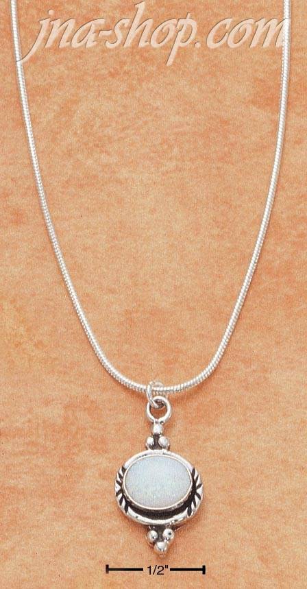 Sterling Silver 16" SNAKE CHAIN W/ 7X9 SYNTHETIC OPAL NECKLACE - Click Image to Close