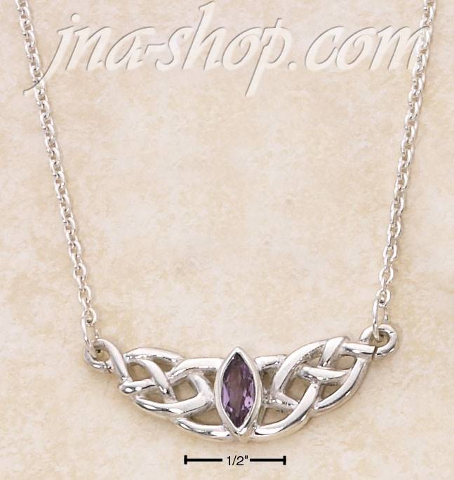 Sterling Silver 18"-20" ADJ CELTIC WEAVE WITH MARQUIS AMETHYST S - Click Image to Close