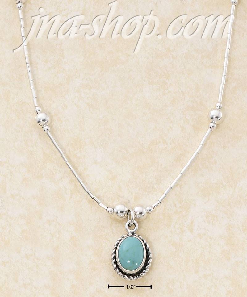 Sterling Silver 16" LS NECKLACE W/ ROUND TURQUOISE CONCHO PENDAN - Click Image to Close