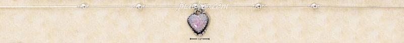 Sterling Silver 16" LS NECKLACE W/ HEART SYNTHETIC PINK OPAL PEN - Click Image to Close
