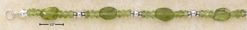 Sterling Silver 16-18" ADJUSTABLE PERIDOT W/ SS BEADED SPACERS N - Click Image to Close