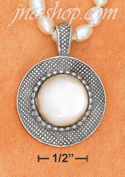 Sterling Silver 17" WHITE FWP NECK W/ 13MM ROUND MOP W/ FINE BEA - Click Image to Close