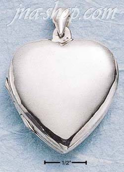 Sterling Silver LARGE FLAT HP HEART LOCKET - Click Image to Close